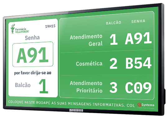 Display Atendimento QSystems Farmácia