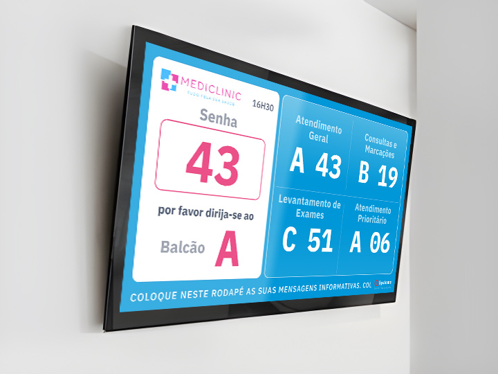 Monitor Gestão de Filas na sala de espera
